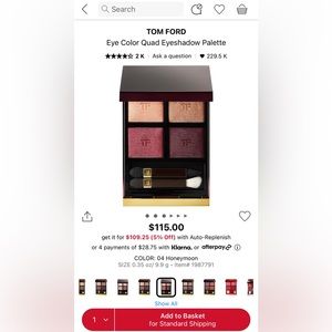 Tom Ford Eye Color Quad Eyeshadow Palette 04 Honeymoon Brand New